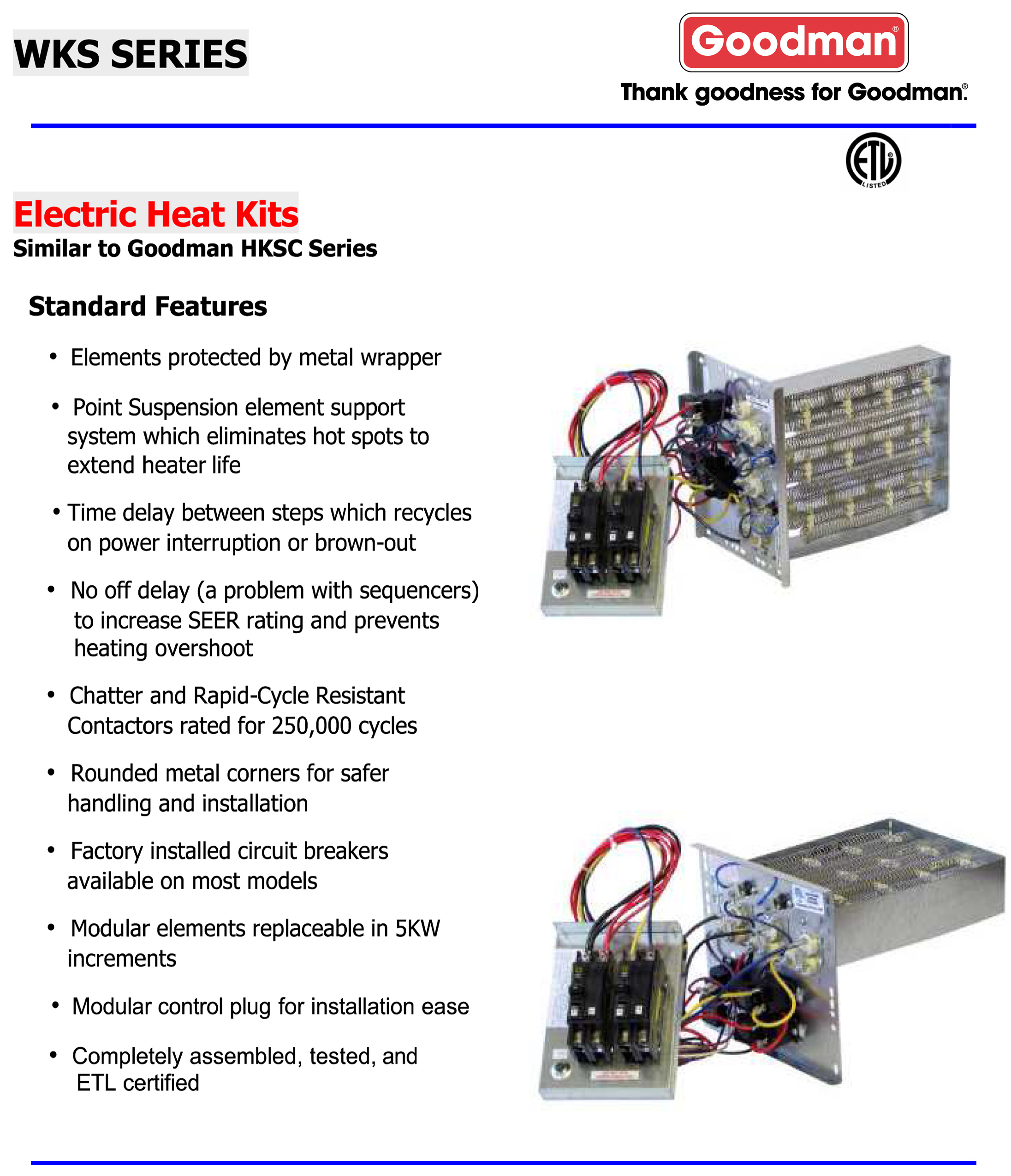 5 KW heat strip for Goodman ARUF, AVPTC, ARPT, ASPT, ASUF ... janitrol air handler wiring diagram 
